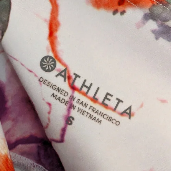 EUC Athleta Womens Watercolor Floral Mudra Mesh Detail 7/8 Leggings Size Small - Picture 11 of 11